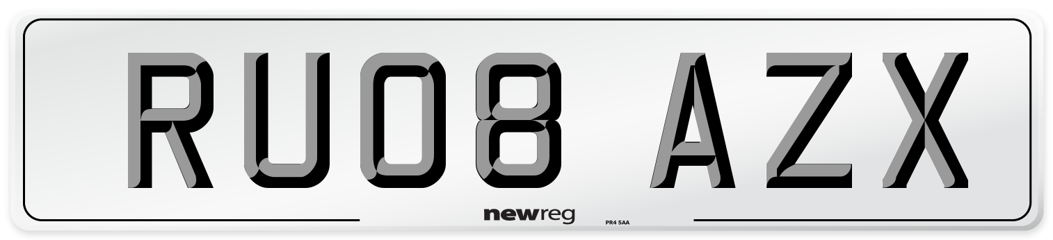 RU08 AZX Number Plate from New Reg